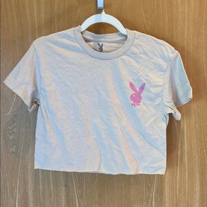 PLAYBOY Pink and Cream Crop Top with Bunny Logo